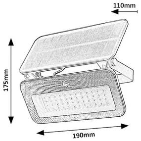 Rabalux 77160 vonkajšie nástenné solárne funkčné LED svietidlo Tarcal, 8W, IP65