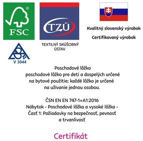 Detská poschodová posteľ 90 cm Braceaba (smrek masív) (s roštom). Vlastná spoľahlivá doprava až k Vám domov. 1116246