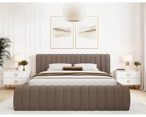 Hnedá čalúnená dvojlôžková posteľ s úložným priestorom s roštom 140x200 cm Carilla – ELTAP