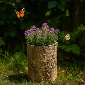 Obal na kvety imitácia drevenej kôry, 18 x 18 x 26 cm, betón, 18 cm