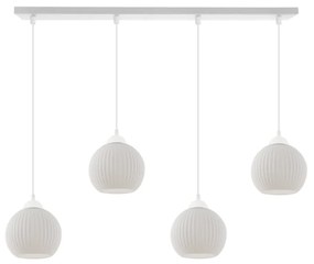 Závesné svietidlo Riffle Round, 4x biele sklenené tienidlo, w