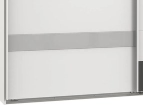 Šatníková skriňa Monaco, 225 cm, biela/sivé sklo