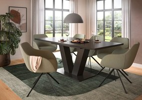 Rozkladací jedálenský stôl Moteon 150x90 cm, sivý/sivý, podnož V