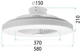 Toolight Toolight, LED stropné svietidlo s ventilátorom + diaľkové ovládanie APP1551-C, biela, OSW-05180