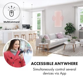 Klarstein Wonderwall 720 Smart, infračervený ohrievač, 60 x 120 cm, 720 W, týždenný časovač, IP24, biely