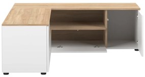 TV stolík v dekore duba v bielo-prírodnej farbe 130x46 cm Angle – TemaHome