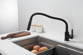 Gamma Flex 4000, stojanková drezová batéria s flexibilným ramenom, 2-funkčný výtok, čierna matná, GMA-BFX-4000BK