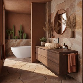 Umývadlo na dosku z kompozitného kameňa REA MIKA LIGHT TERRACOTTA 50x38 cm, béžová