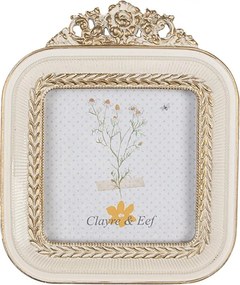 Béžový antik fotorámik s kvetmi - 11*2*13/ 9*9cm