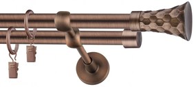 Dekorstudio Garniža dvojradová SFERIC medená 19mm Dĺžka: 200cm, Typ príslušenstva: Krúžky tiché so štipcami