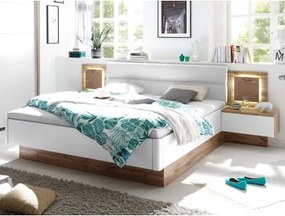 Posteľ s nočnými stolíkmi Capri 180x200 cm, dub wotan/biela%
