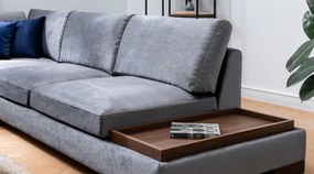 Tulipán Rohový Ľavý s Pouf - Tmavošedý
