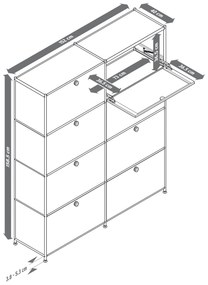 Vysoká komoda »CN3« s 8 výklopnými dvierkami, čierna