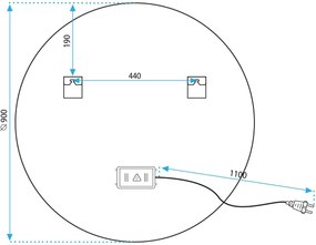 Rea Zrkadlo ⌀90 cm s vyhrievaním a regulovateľným LED osvetlením HOM-05494, kartáčovaná meď