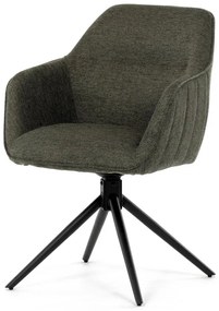 Židle jídelní a konferenční, zelená látka, černé kovové nohy, otočný mechanismus