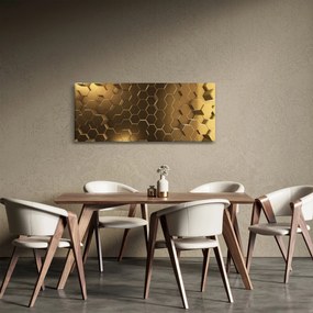 Obraz - Zlaté hexagóny (120x50 cm)