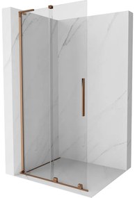 Mexen Velar L, posuvná sprchová zástena Walk-in 90 x 200 cm, 8mm číre sklo, ružové zlato, 871-090-003-03-60