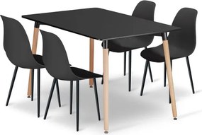 Jedálenský stôl ADRIA čierny / naturálny, so štyrmi stoličkami WAT čierne