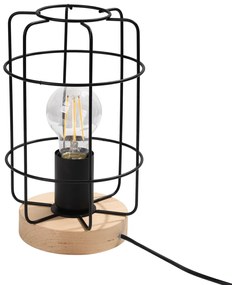 Stolná lampa Gotto, 1x drevené/čierne drôtené tienidlo