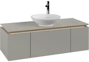 VILLEROY &amp; BOCH Legato závesná skrinka pod umývadlo na dosku (umývadlo v strede), 3 zásuvky, 1200 x 500 x 380 mm, Soft Grey, B57700VK