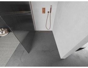 Mexen Kioto, sprchová zástena 130x200 cm, 8mm sklo s rebrovým vzorom, profil ružové zlato, 800-130-101-60-09