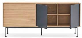 Antracitovosivá komoda v dubovom dekore Teulat Yoko, šírka 180 cm