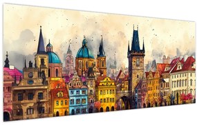 Obraz - Jeseň v maľovanom meste (120x50 cm)