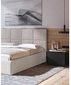 Béžová čalúnená dvojlôžková posteľ s úložným priestorom s roštom 180x200 cm Bufo - MESONICA