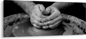 Čiernobiely obraz - výroba keramiky (120x50 cm)