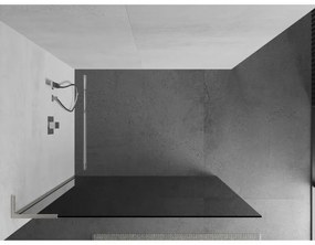 Mexen Kioto L, sprchová zástena Walk-In 100 x 200 cm, 8mm šedé sklo, brúsená oceľ profil, 800-100-103-97-40