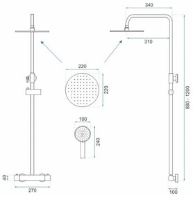 REA-P2323 - Sprchová súprava s termostatickou batériou PAROT brúsené zlato