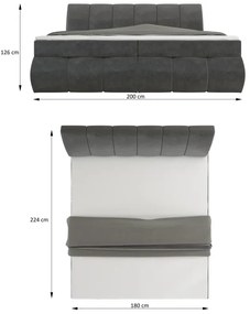 Posteľ Boxspring Vincenzia 200x180, modrá (koženka - bvi 22)