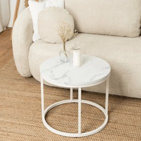 PROXIMA.store - Dizajnový konferenčný stolík CONNY FARBA: biely mramor, FARBA NÔH: čierna