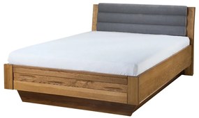 Dvoulůžková postel Velvet II 74 140x200 z masivu s LED osvětlením a roštem dub Rustikal/šedá