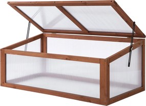 Outsunny Studený Rám Drevený, Mini Skleník 100 x 65 x 40 cm, Skleník s Krytom, UV Ochrana, Priehľadný Studený Rám, Zimný Záhon pre Záhradu, Hnedý | Ao