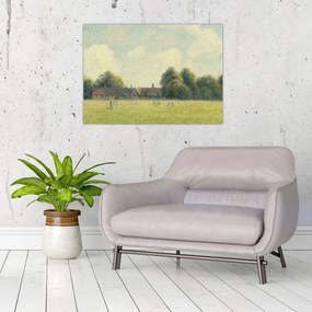 Sklenený obraz - Camille Pissarro, Hampton Court Green, reprodukcia (70x50 cm)