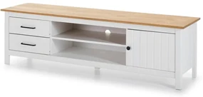 Biely TV stolík z borovicového dreva 158x47 cm Miranda – Marckeric