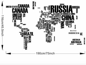 Samolepka na stenu "Mapa sveta 2" 116x190cm