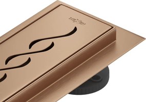 Mexen Flat 360° M18 otočný lineárny odtok 100 cm, kartáčovaná meď - 1C23100-40