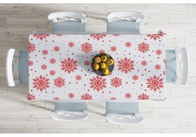Vianočný obrus s prímesou bavlny Minimalist Cushion Covers Red Snowflakes, 140 x 180 cm