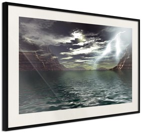 Artgeist Plagát - Storm on the Lake [Poster] Veľkosť: 30x20, Verzia: Zlatý rám