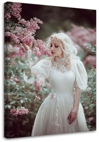 Gario Obraz na plátne Krásna blondínka v kvitnúcej vintage fialovej záhrade - Maryna Khomenko Rozmery: 40 x 60 cm