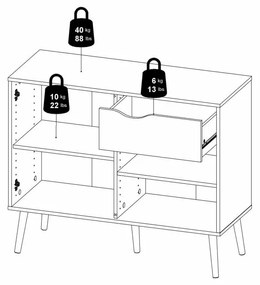 Tvilum Biela komoda OSLO 75387 s 1 zásuvkou