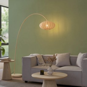 Japandi oblúková stojaca lampa béžová s tienidlom - Bida