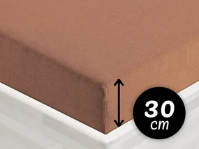 Froté napínacie prestieradlo na vysoký matrac FR-023 Orieškovo hnedé 180 x 220 - výška 30 cm