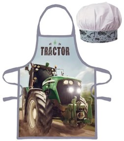 DETSKÁ ZÁSTERA S ČIAPKOU TRACTOR 45X50 CM, 2X33CM VZOROVANÁ