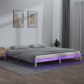 vidaXL Posteľný rám s LED 120x200 cm masívne drevo