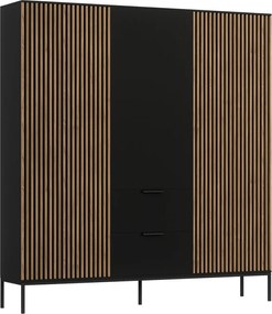 Šatní skříň Meorati 185 cm černá/dub Artisan