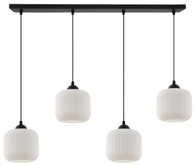 Závesné svietidlo Riffle, 4x biele sklenené tienidlo, b