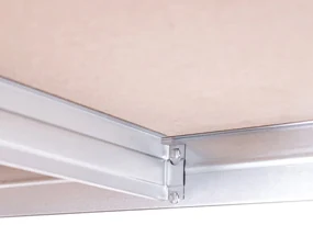 Bezskrutkový kovový regál RIVET, 180x90x45 cm, 5x HDF polica, zinok